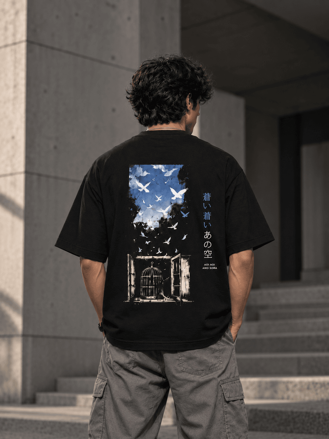 Blue Bird – back view anime T-shirt